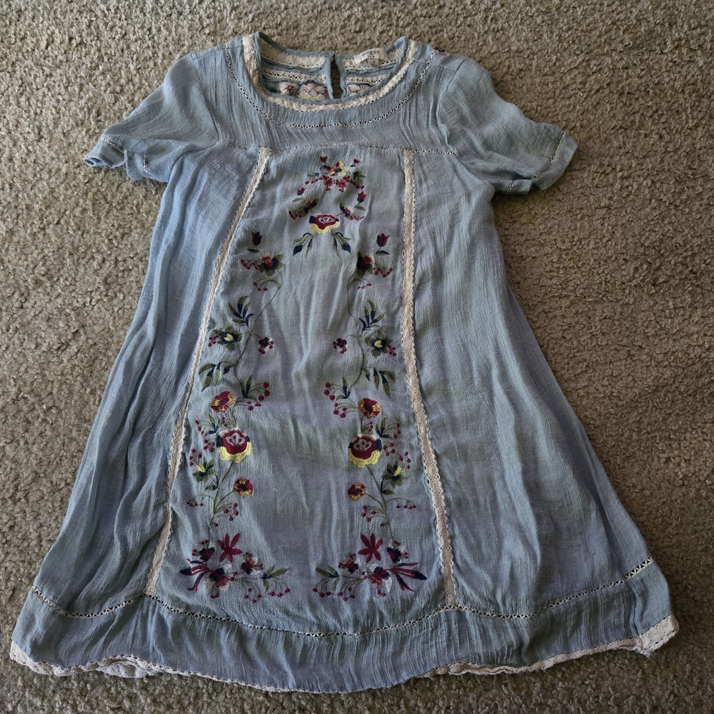 Embroidered Blue Womens Dress